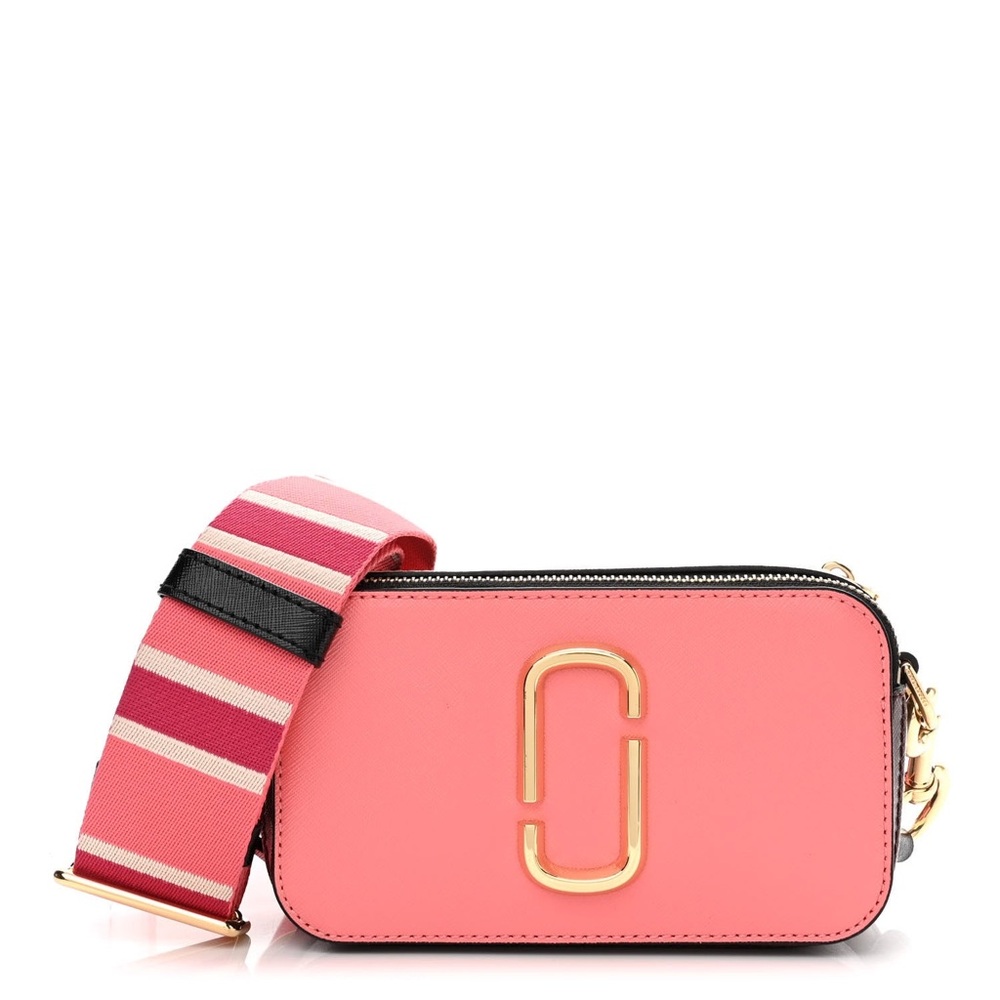 Marc Jacobs Pink snapshot Crossbody Bag with Striped Strap